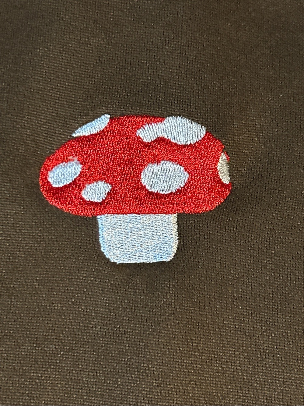 Brown crewneck sweatshirt with cute embroidered mushroom -size M - Picture 4 of 9